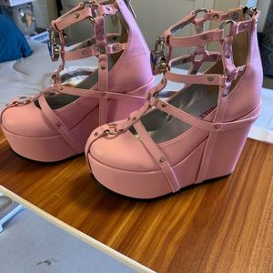 Demonia Hot Pink High Heels w/ key heart locks